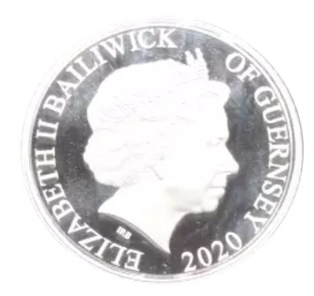 Guernsey 10 Pounds - Elizabeth II 75th Anniversary-V.E. Day; Silver Proof obverse