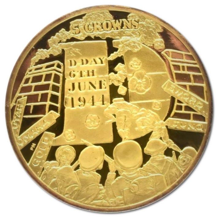 Isle of Man 5 Crowns - Elizabeth II D-Day reverse
