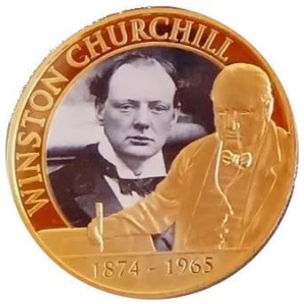 Gibraltar 1 Crown - Charles III Winston Churchill - The Politician; Gold Plated reverse