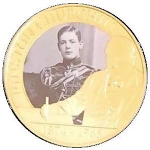 Gibraltar 1 Crown - Charles III Winston Churchill - The Soldier and Journalist; Gold Plated reverse