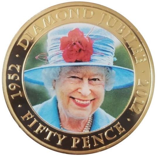 Tristan da Cunha 50 Pence - Elizabeth II Diamond Jubilee - 2010 photo, with blue hat