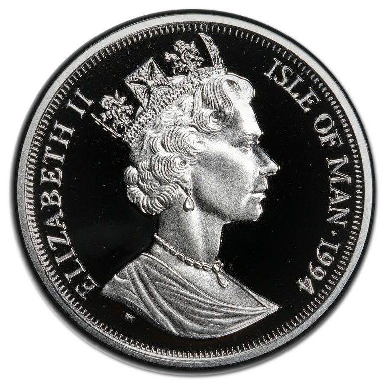 Isle of Man 1 Crown - Elizabeth II Japanese Bobtail Cat; Silver obverse