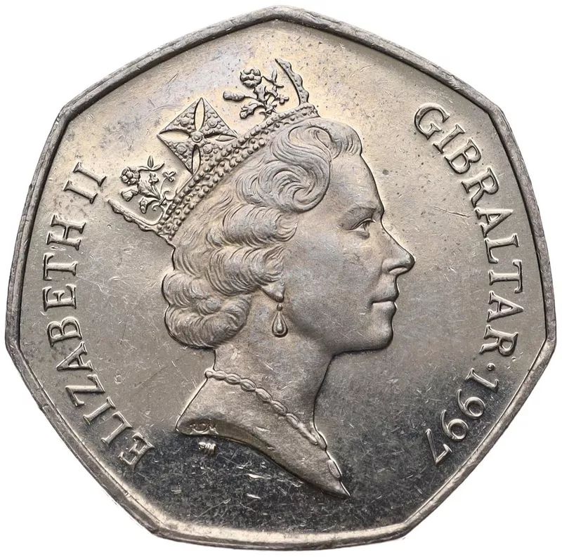 Gibraltar 50 Pence - Elizabeth II Christmas; Coloured obverse