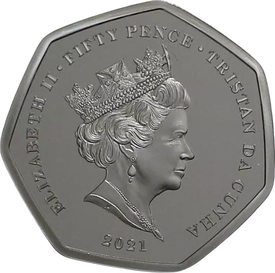 Tristan da Cunha 50 Pence - Elizabeth II Mavis Lever obverse