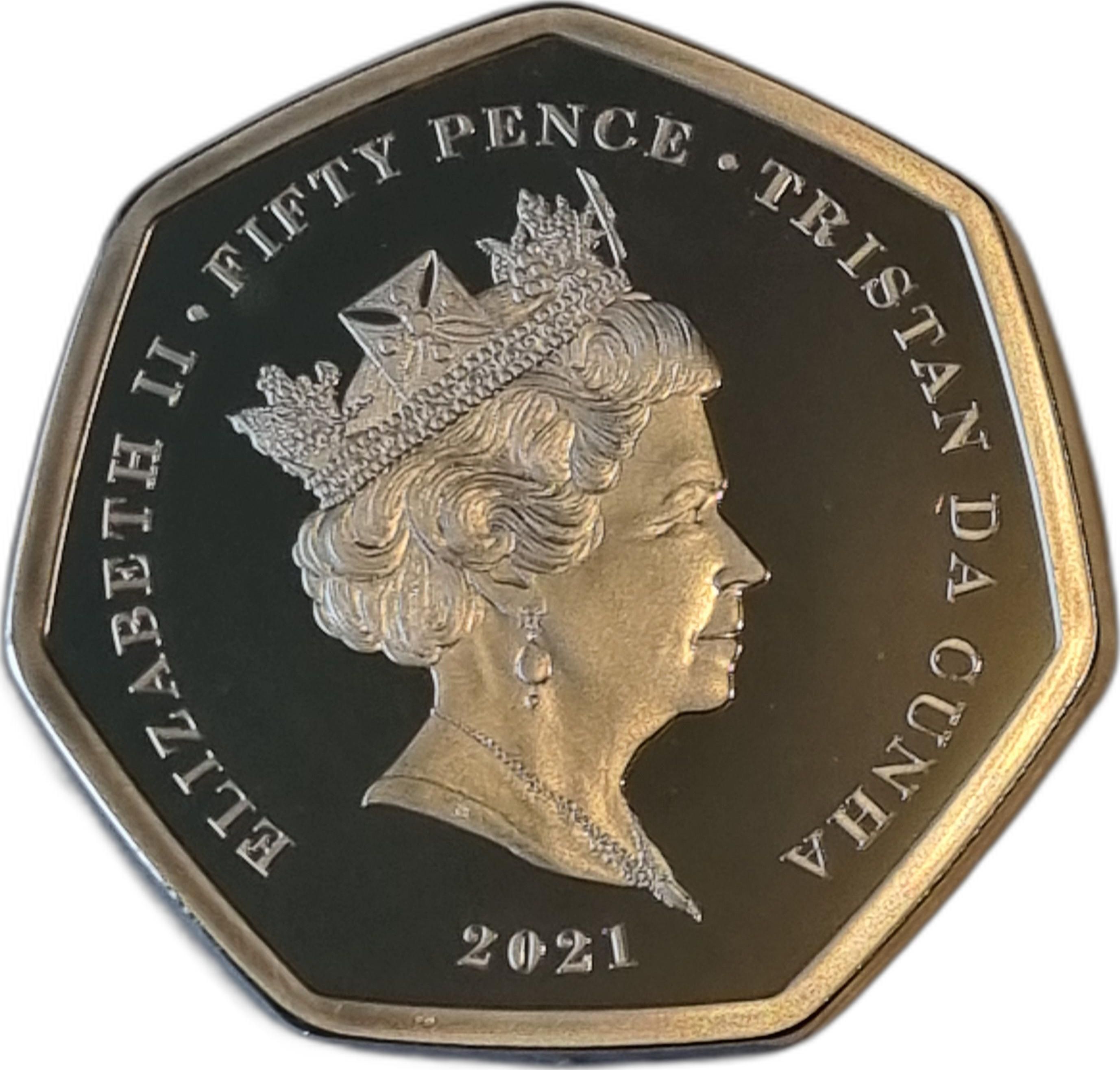 Tristan da Cunha 50 Pence - Elizabeth II Tommy Flowers obverse