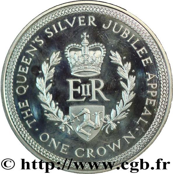 Isle of Man 1 Crown - Elizabeth II Silver Jubilee Appeal; silver issue