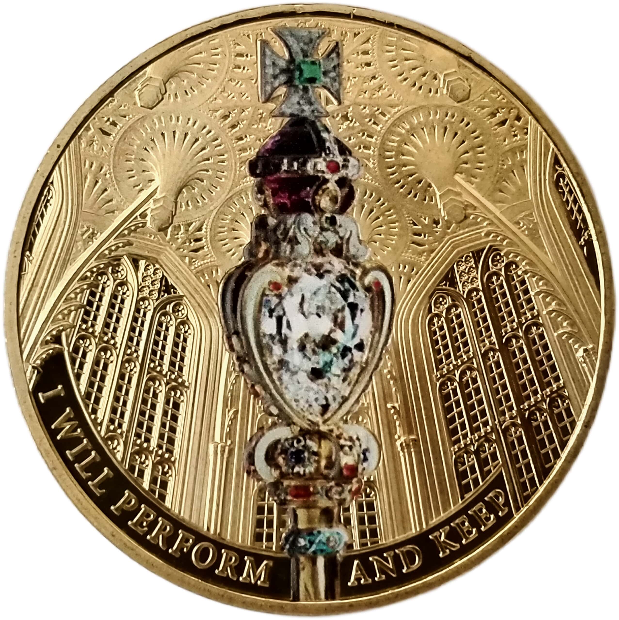 Gibraltar 1 Crown - Charles III Coronation - Sovereign's Sceptre; Gold plated