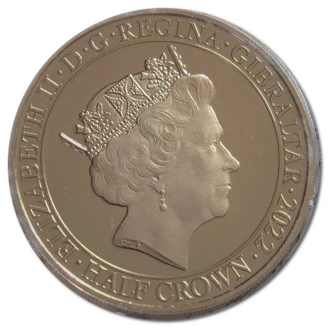 Gibraltar ½ Crown - Elizabeth II The Right to Live in Peace; Gold plated obverse