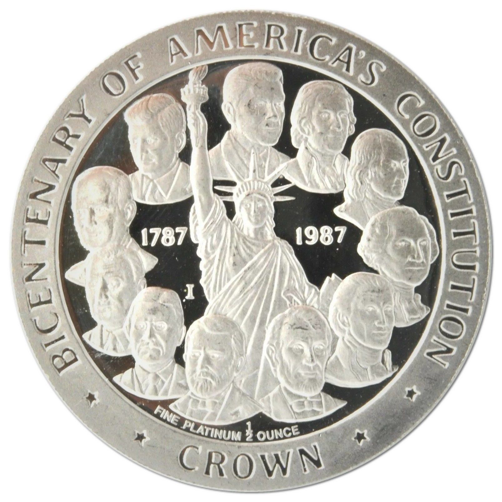 Isle of Man ½ Crown - Elizabeth II Bicentenary of America's Constitution; Platinum