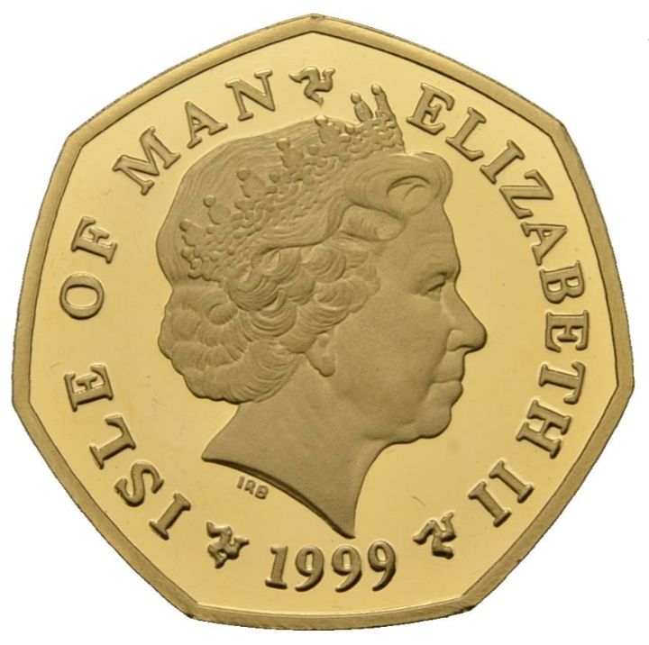 Isle of Man 50 Pence - Elizabeth II Christmas 1999; Gold Proof obverse