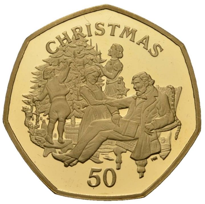 Isle of Man 50 Pence - Elizabeth II Christmas 1999; Gold Proof