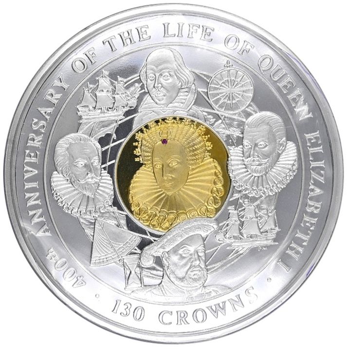 Isle of Man 130 Crowns - Elizabeth II Elizabeth I reverse