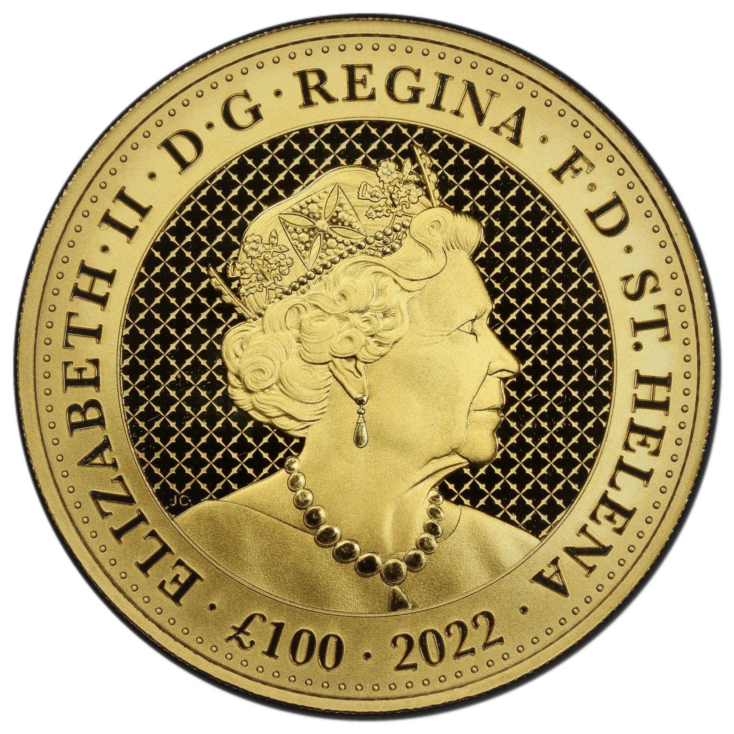 Saint Helena 100 Pounds - Elizabeth II India Wildlife - Rhino obverse