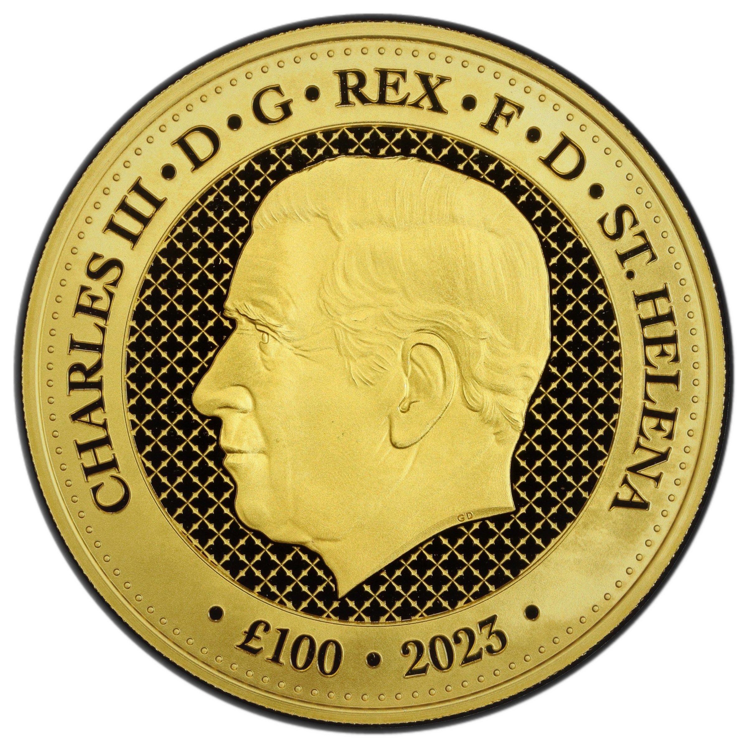 Saint Helena 100 Pounds - Charles III India Wildlife - Macaque Monkey obverse