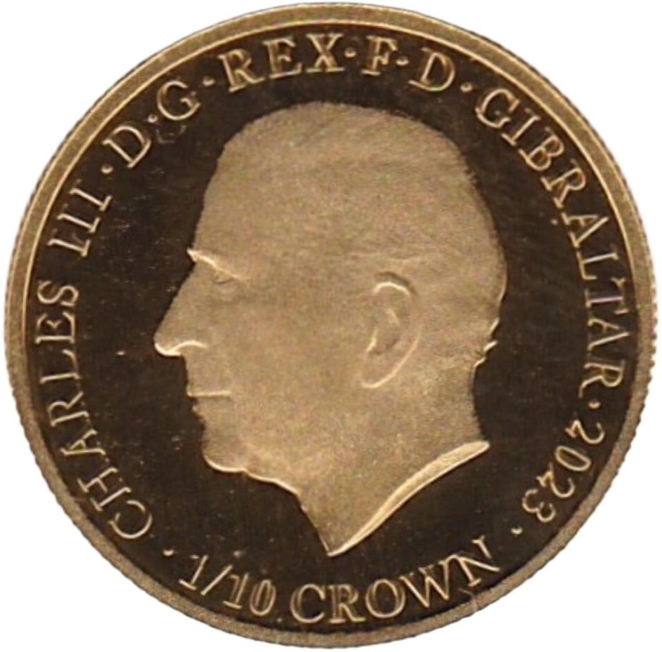 Gibraltar ⅒ Crown - Charles III Penny Black Stamp obverse
