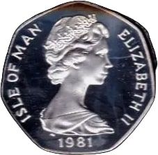 Isle of Man 50 Pence - Elizabeth II Viking Longship; Silver Proof obverse