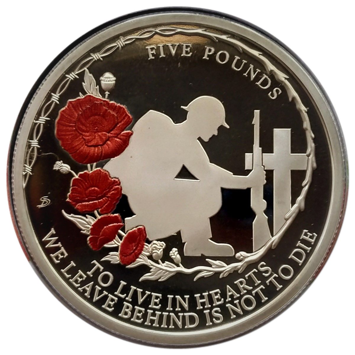 Alderney 5 Pounds - Elizabeth II Remembrance WWI; Silver Proof reverse