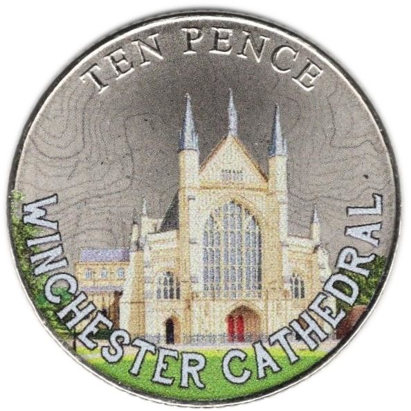 Isle of Man 10 Pence - Charles III Winchester Cathedral reverse