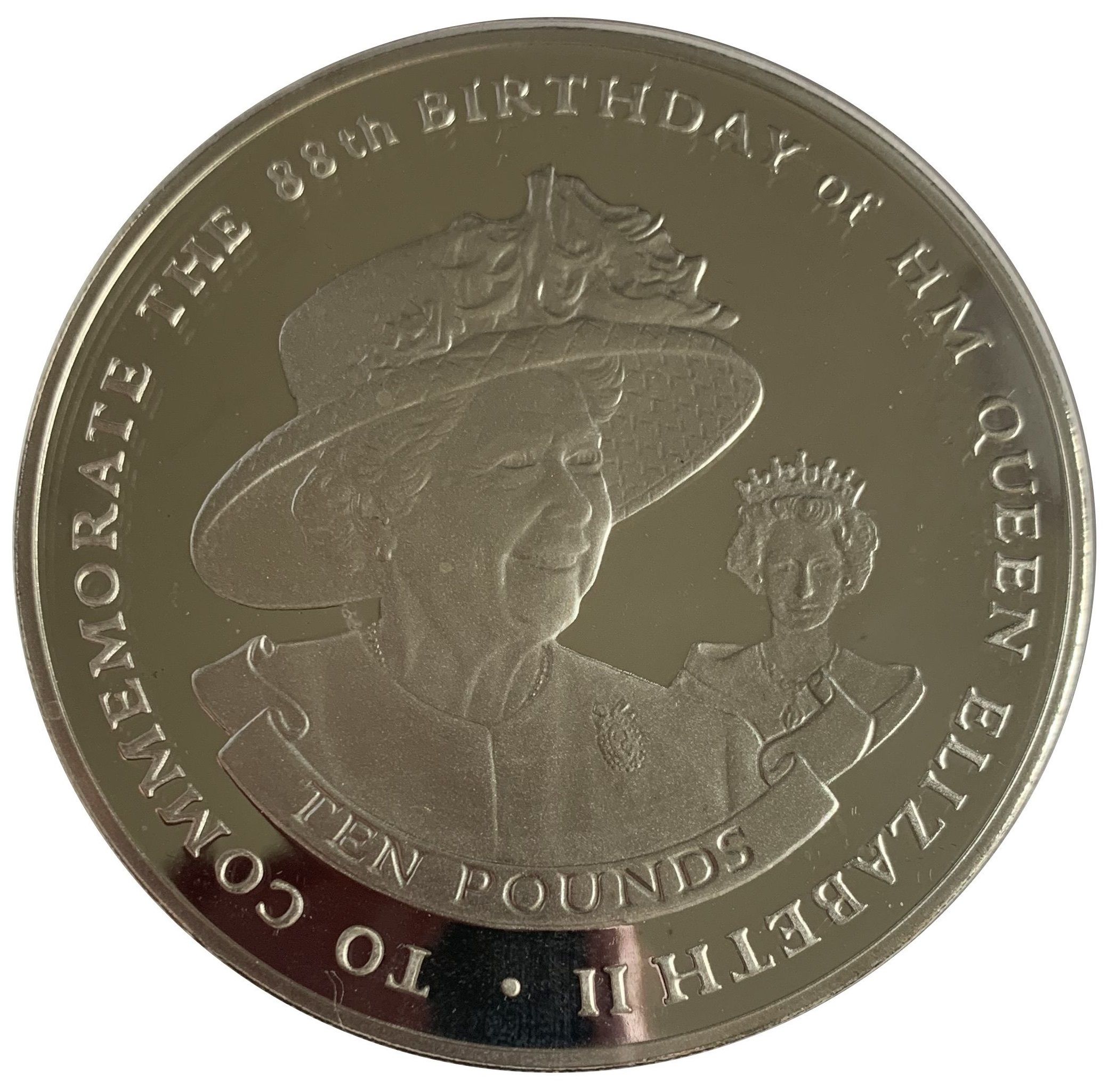 Gibraltar 10 Pounds - Elizabeth II 88th Birthday reverse