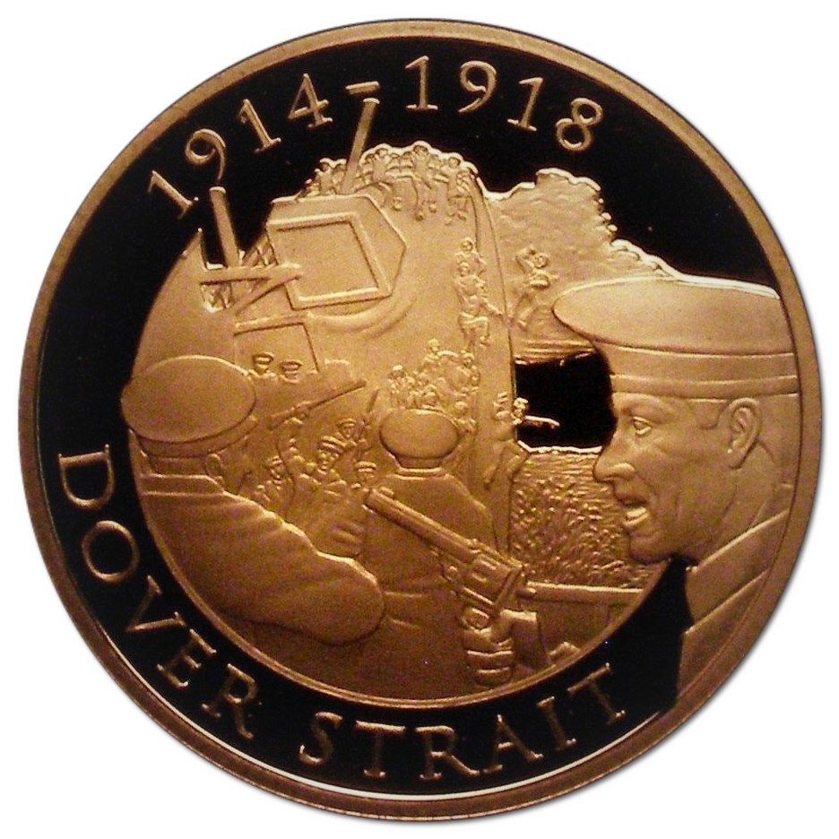 Gibraltar 2 Sovereigns - Elizabeth II End of World War I - Dover Strait; Gold Piedfort