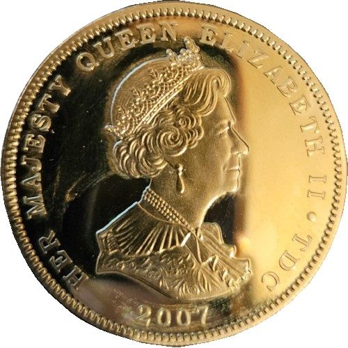 Tristan da Cunha 5 Pounds - Elizabeth II Princess Diana - gold plated obverse