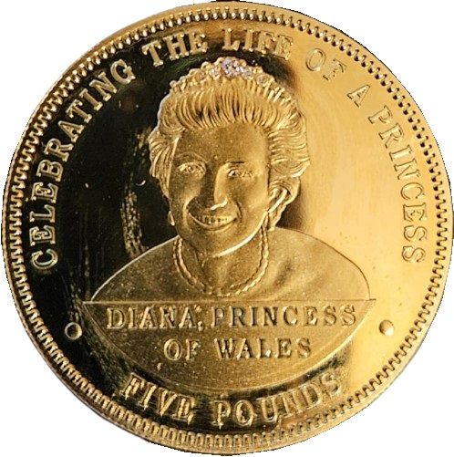 Tristan da Cunha 5 Pounds - Elizabeth II Princess Diana - gold plated reverse