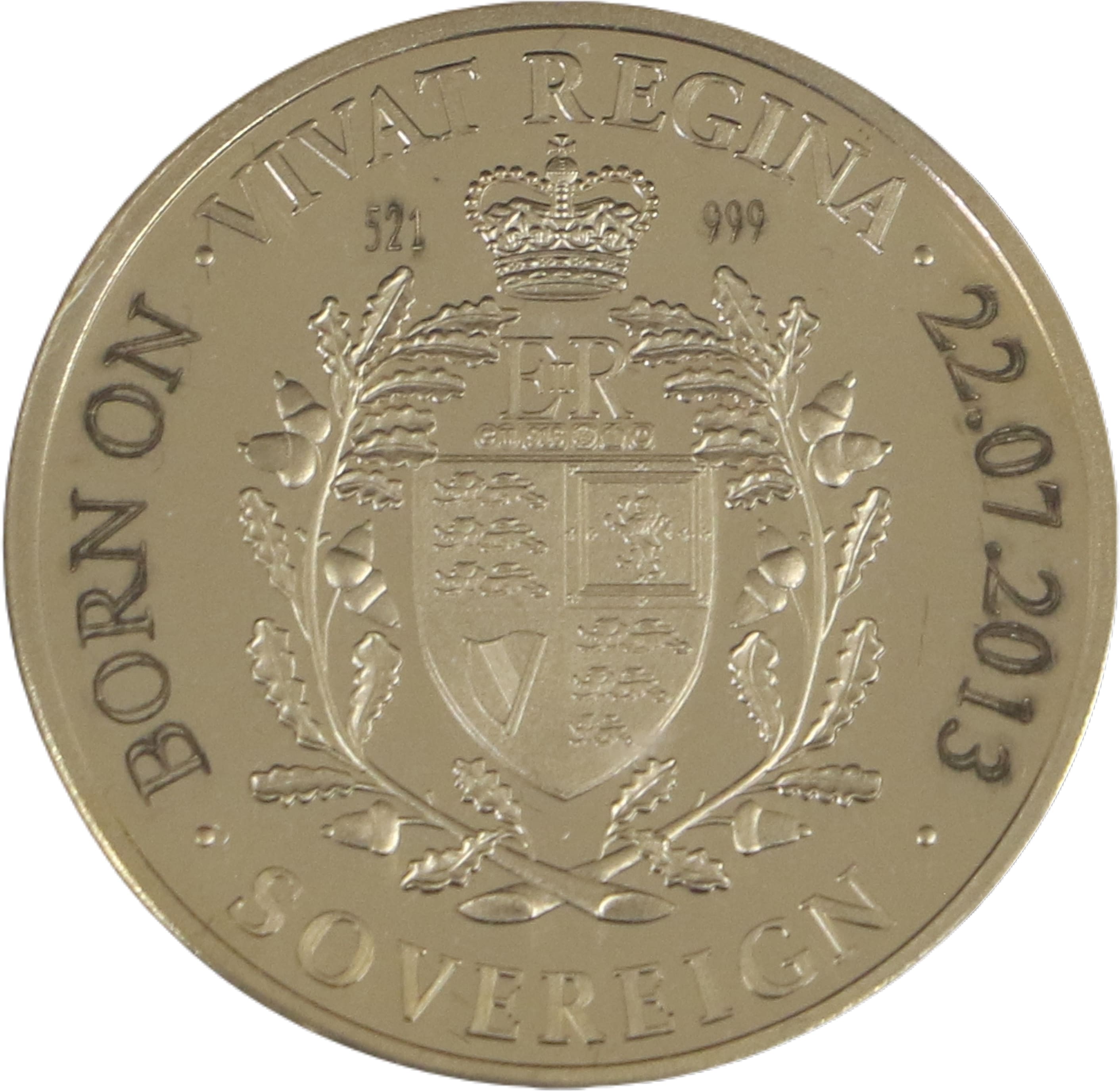 Tristan da Cunha 1 Sovereign - Elizabeth II Birth of Prince George of Wales reverse