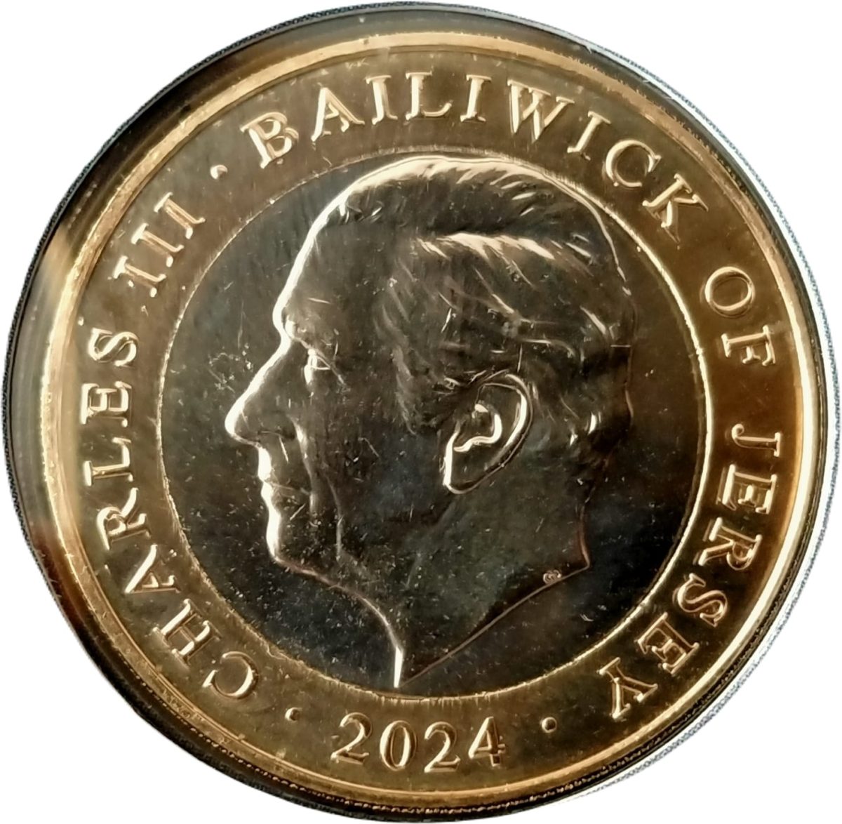 Jersey 2 Pounds - Charles III Sir Winston Churchill - The Patriarch; Error without value obverse