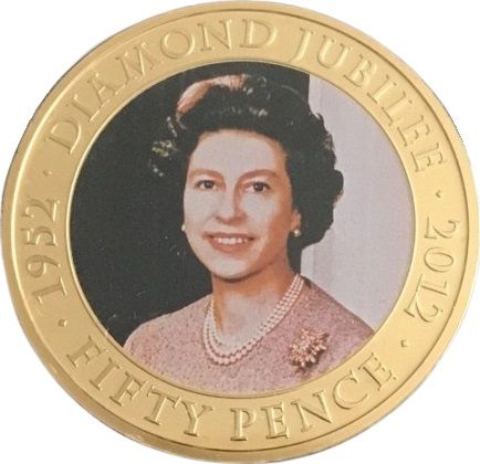 Tristan da Cunha 50 Pence - Elizabeth II Diamond Jubilee - 1975 photo, in pink blouse