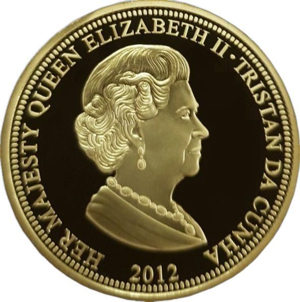 Tristan da Cunha 50 Pence - Elizabeth II Diamond Jubilee - 1986 photo, in red blouse obverse