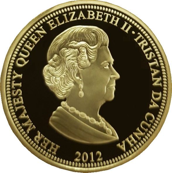 Tristan da Cunha 50 Pence - Elizabeth II Diamond Jubilee - 1995 BW photo, with a crown obverse