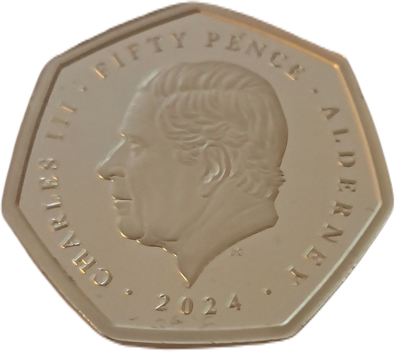 Alderney 50 Pence - Charles III Winston Churchill; Silver 1/2 oz. obverse