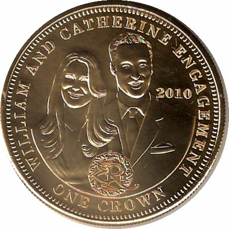 Tristan da Cunha 1 Crown - Elizabeth II William and Catherine Engagement reverse