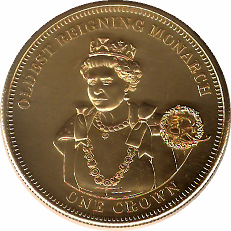 Tristan da Cunha 1 Crown - Elizabeth II Oldest Reigning Monarch reverse