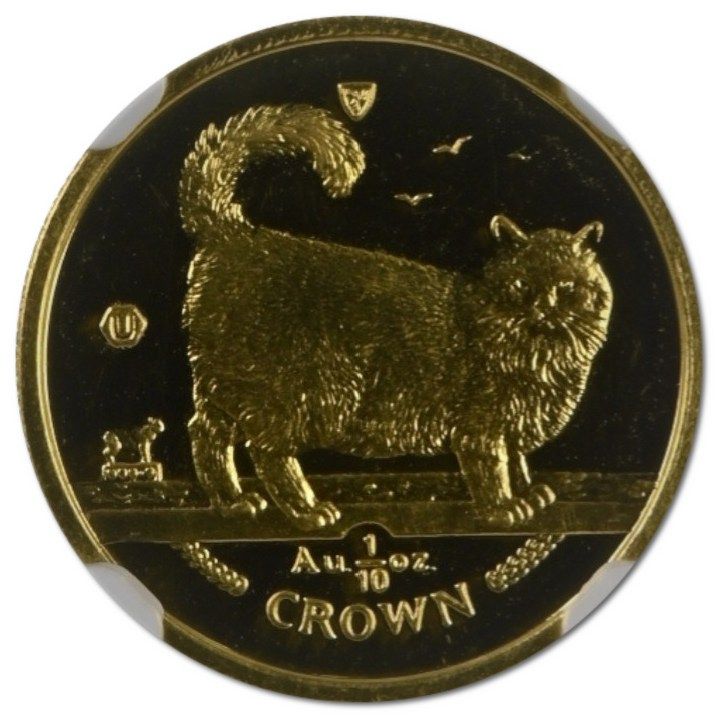 Isle of Man ⅒ Crown - Elizabeth II Birman Cat reverse