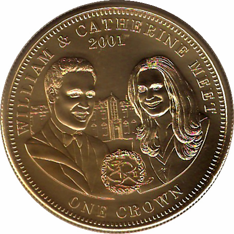 Tristan da Cunha 1 Crown - Elizabeth II William and Catherine meet reverse