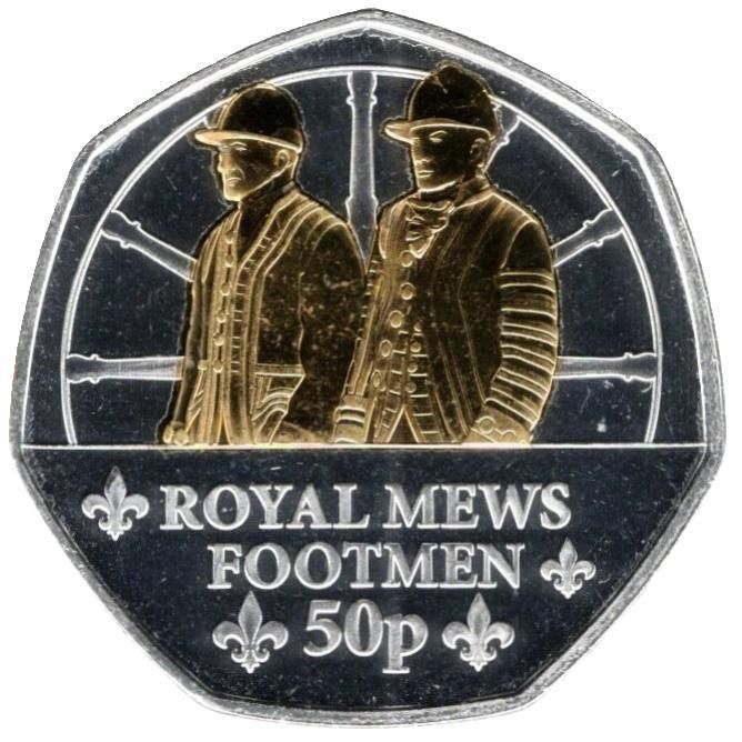 Guernsey 50 Pence - Charles III Royal Mews - Yeoman of the Guard; Silver/Gold Plated reverse