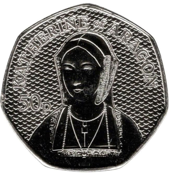 Guernsey 50 Pence - Charles III Katherine of Aragon reverse
