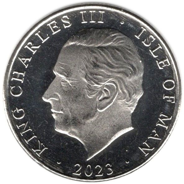 Isle of Man 10 Pence - Charles III Glastonbury Tor obverse
