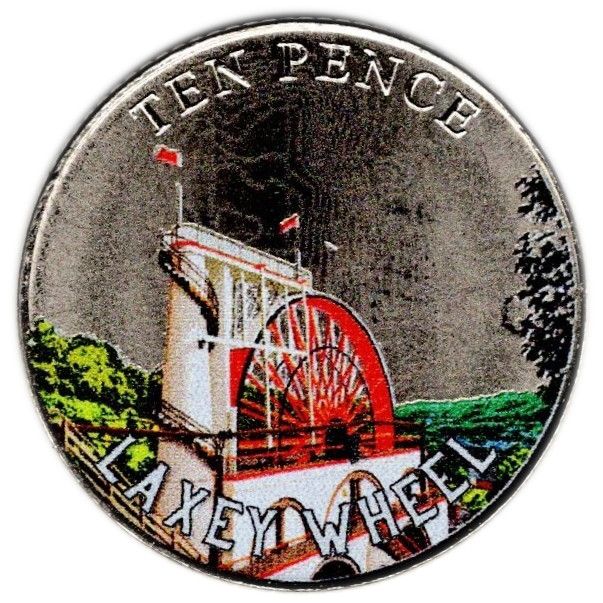 Isle of Man 10 Pence - Charles III Laxey Wheel reverse