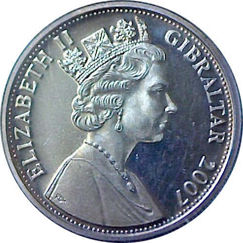 Gibraltar 1 Crown - Elizabeth II Supermarine Spitfire obverse