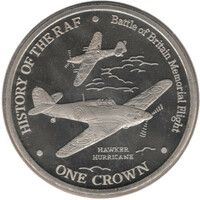 Gibraltar 5 Pounds - Elizabeth II History of the RAF - Hawker Hurricane