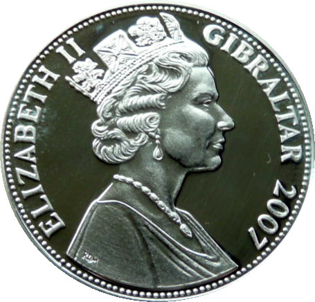 Gibraltar 5 Pounds - Elizabeth II History of the RAF - Flypast obverse