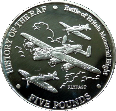 Gibraltar 5 Pounds - Elizabeth II History of the RAF - Flypast reverse