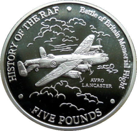 Gibraltar 5 Pounds - Elizabeth II History of the RAF - Avro Lancaster
