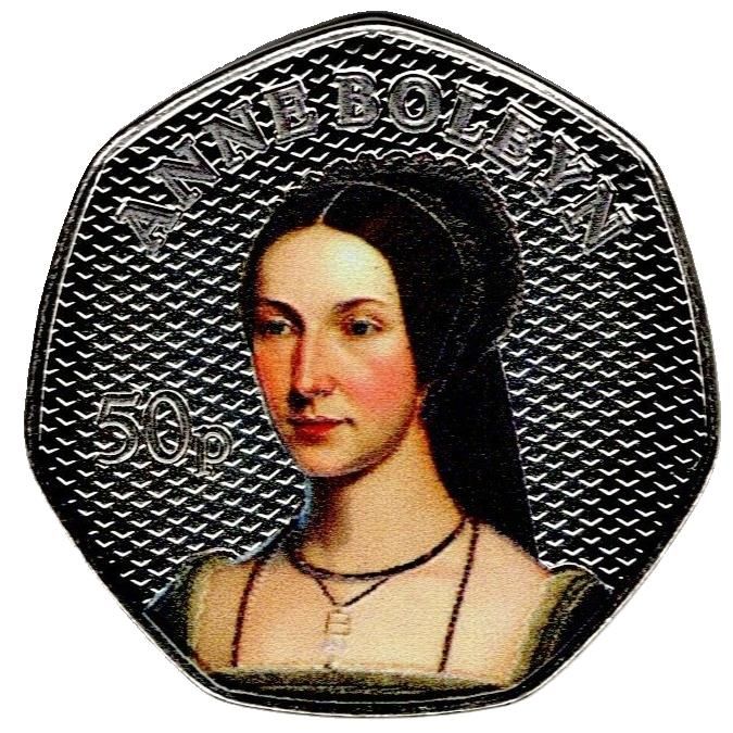 Guernsey 50 Pence - Charles III Anne Boleyn; Colour