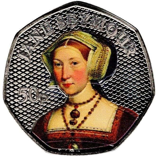 Guernsey 50 Pence - Charles III Jane Seymour; Colour reverse