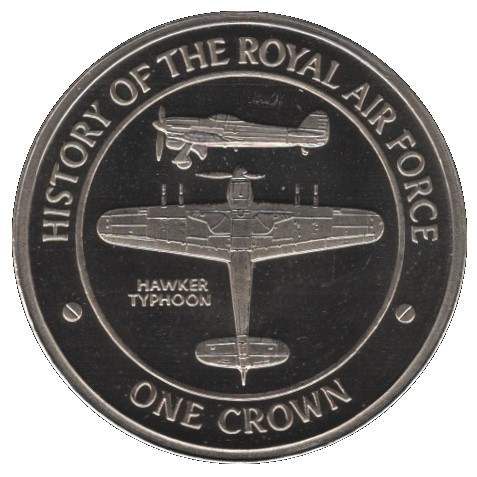 Gibraltar 1 Crown - Elizabeth II Hawker Typhoon reverse