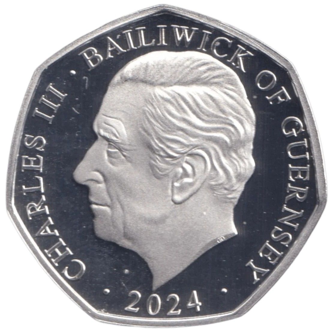 Guernsey 50 Pence - Charles III Christmas Snowmen - Children; Silver Proof Coloured obverse