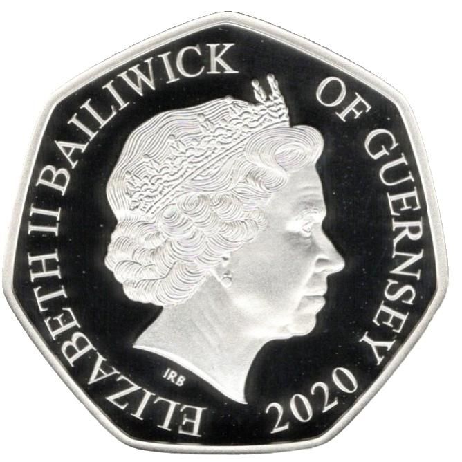 Guernsey 50 Pence - Elizabeth II Away In A Manger; Silver Proof obverse